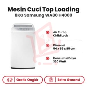 Mesin Cuci Top Loading 8 KG Samsung WA80 H4000