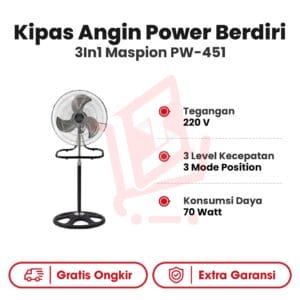 Kipas Angin Power Berdiri 3In1 Maspion PW-451