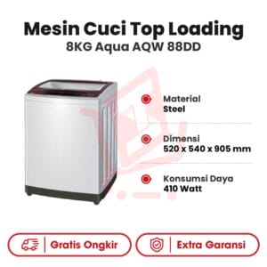 Mesin Cuci Top Loading 8KG Aqua AQW 88DD