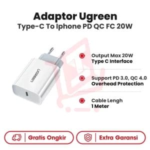 Adaptor Ugreen Type C To iPhone PD QC FC 20W