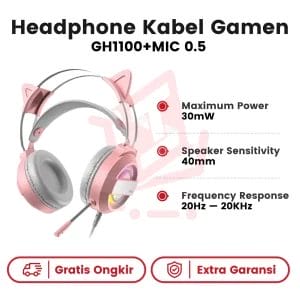 Headphone Kabel Gamen GH1100+MIC 0.5