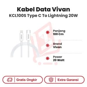 Kabel Data Vivan KCL100S Type C to Lighning 20W