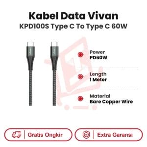 Kabel Data Vivan KPD100S Type C To Type C 60W