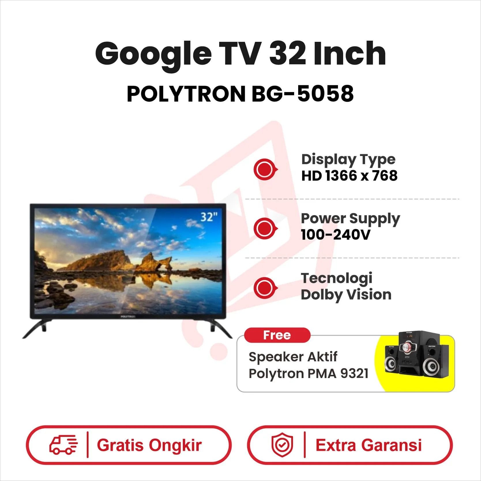 TV GOOGLE 32` POLYTRON BG-5058